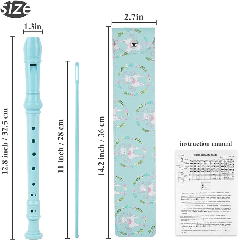 Haecsfl Recorder Instrument for Beginner Adults,8-Hole Soprano Descant Recorder Music Flute with with Cleaning Rod & Leather Case For Home Entertainment(2-Green Unicorn) - Image 3